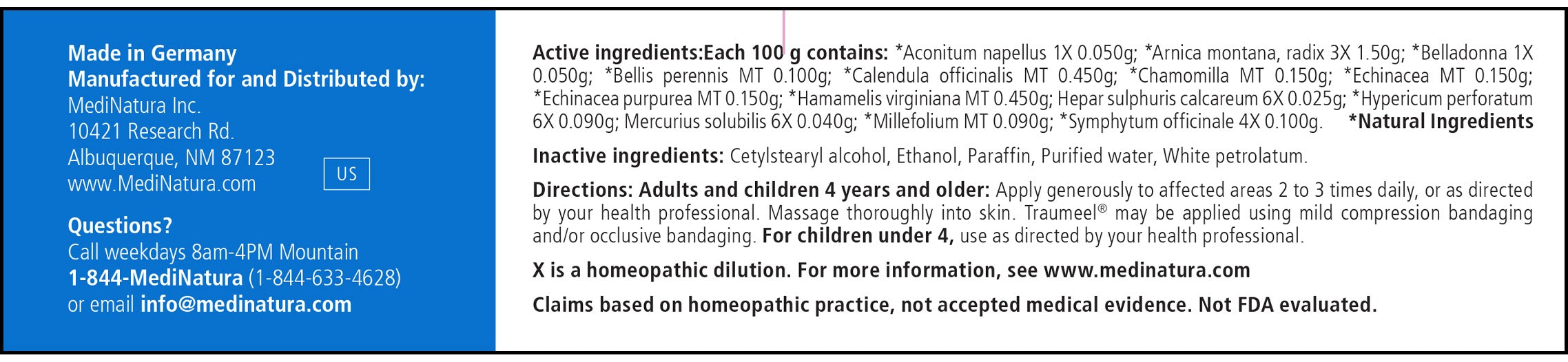 Traumeel Ointment 100g Ingredients