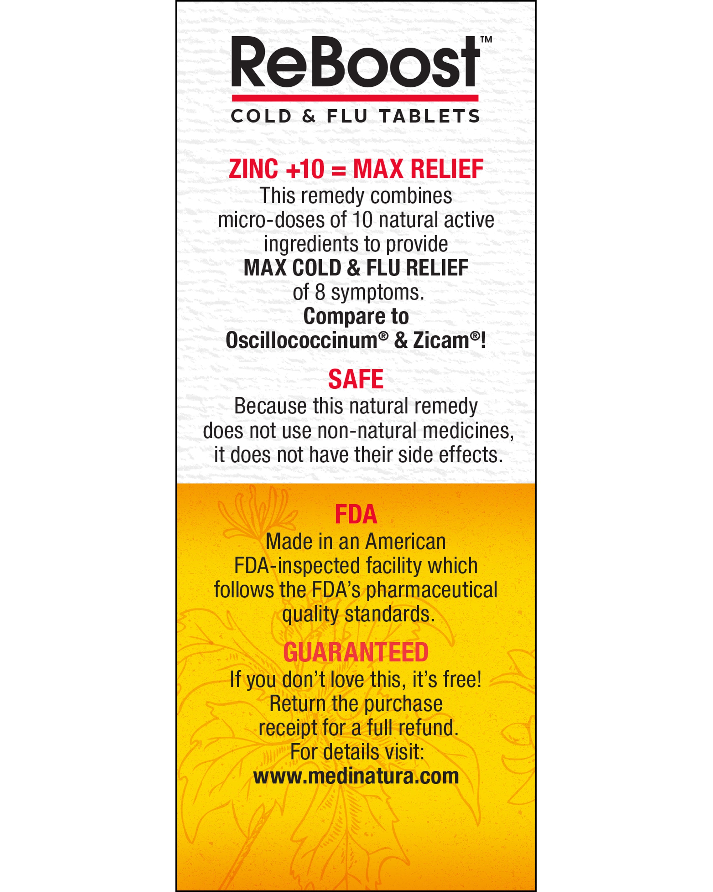 ReBoost Cold Flu Tablets Zinc Guaranteed