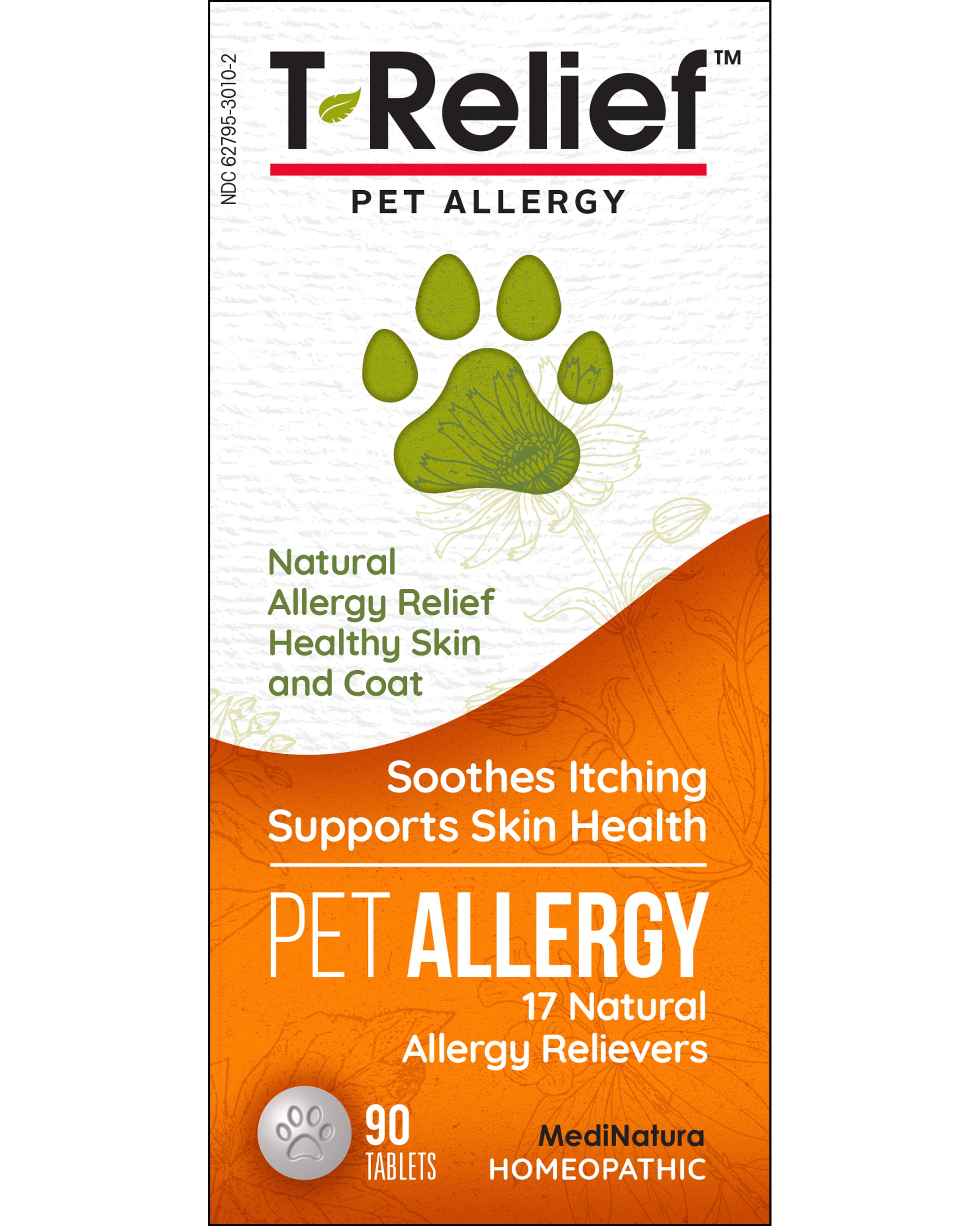 Medinatura T Relief Pet Allergy Natural Allergy Relief Healthy Skin Coat 90 Tablets